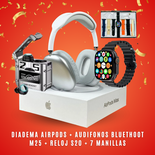 Diadema Airpods 20 Aud M25 Reloj S10