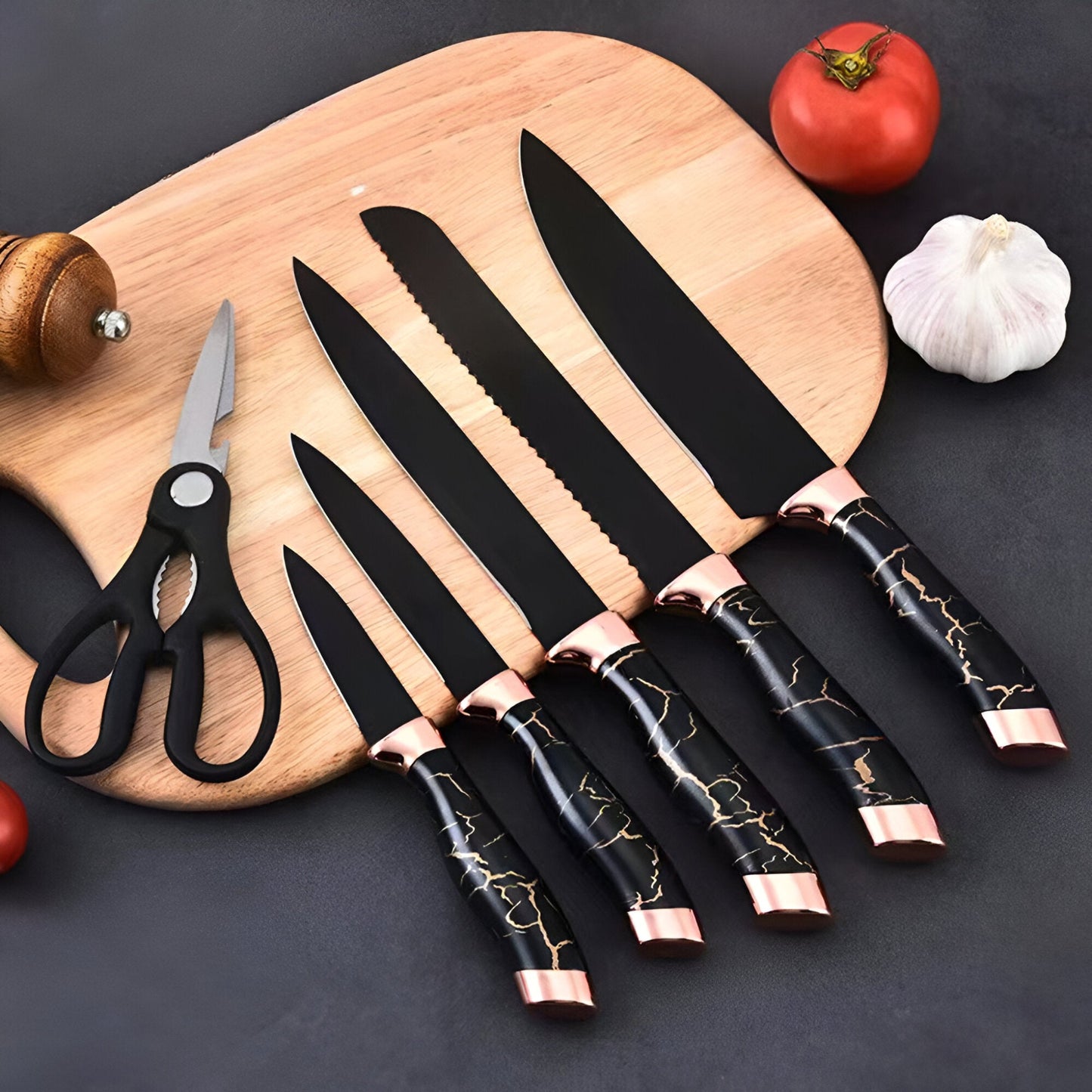 Set de cuchillos x5 negros